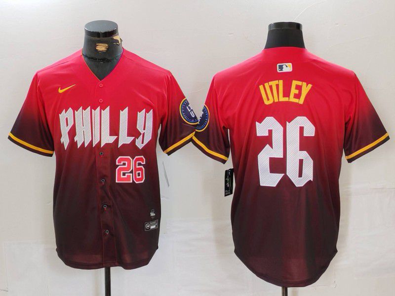 Men Philadelphia Phillies #26 Utley Red City Edition 2024 Nike MLB Jersey style 2->san diego padres->MLB Jersey